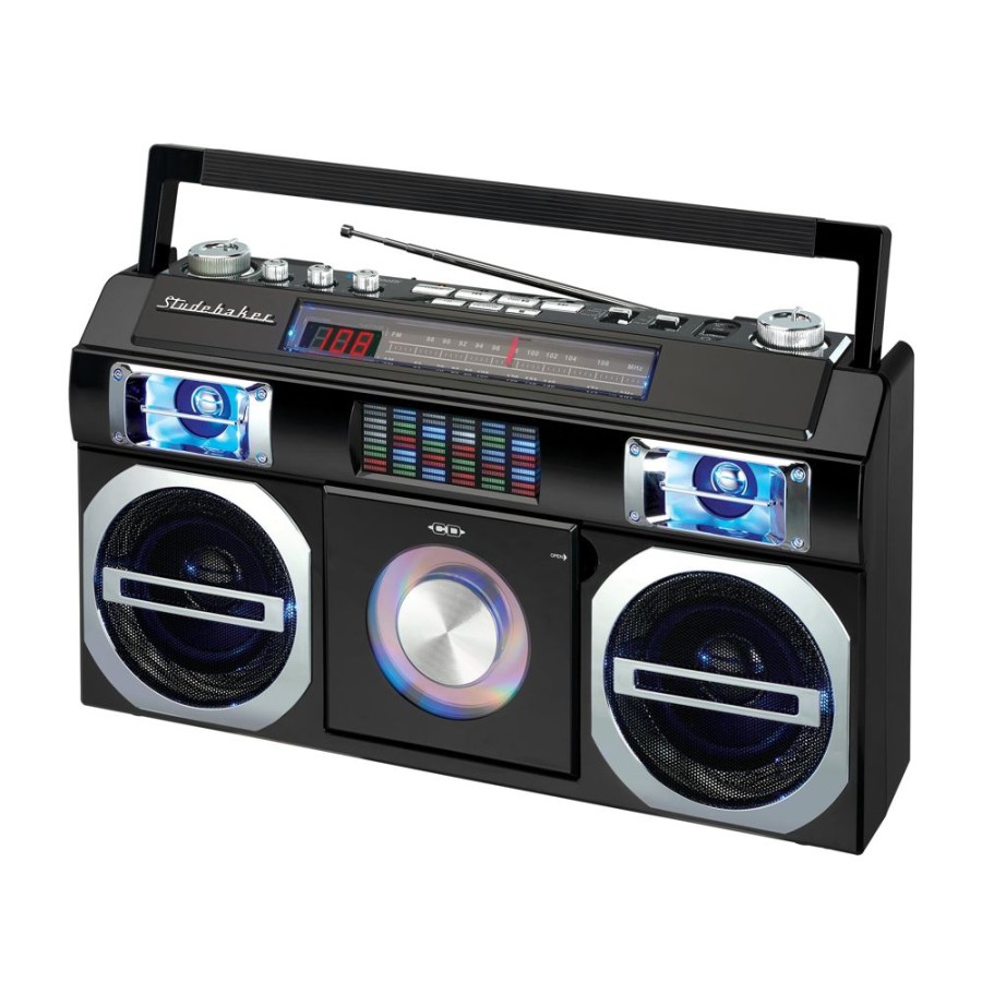 Studebaker Studebaker Master Blaster Bluetooth Boombox With 3 Way Power, Am/Fm Radio, Usb Port, Cd Player With Mp3 Playback And 10 Watts Rms Power | Radios