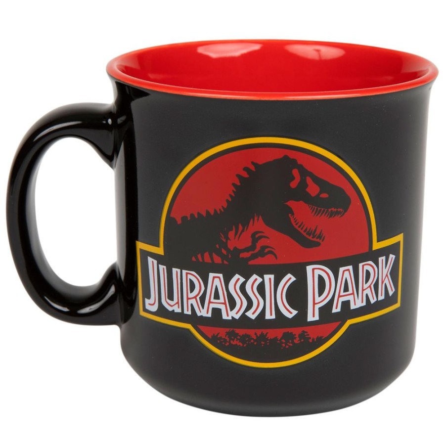 Toynk Jurassic Park Classic Logo Black Ceramic Camper Mug | Holds 20 Ounces | Drinkware