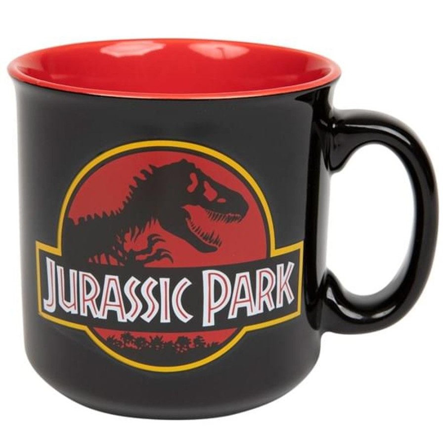 Toynk Jurassic Park Classic Logo Black Ceramic Camper Mug | Holds 20 Ounces | Drinkware