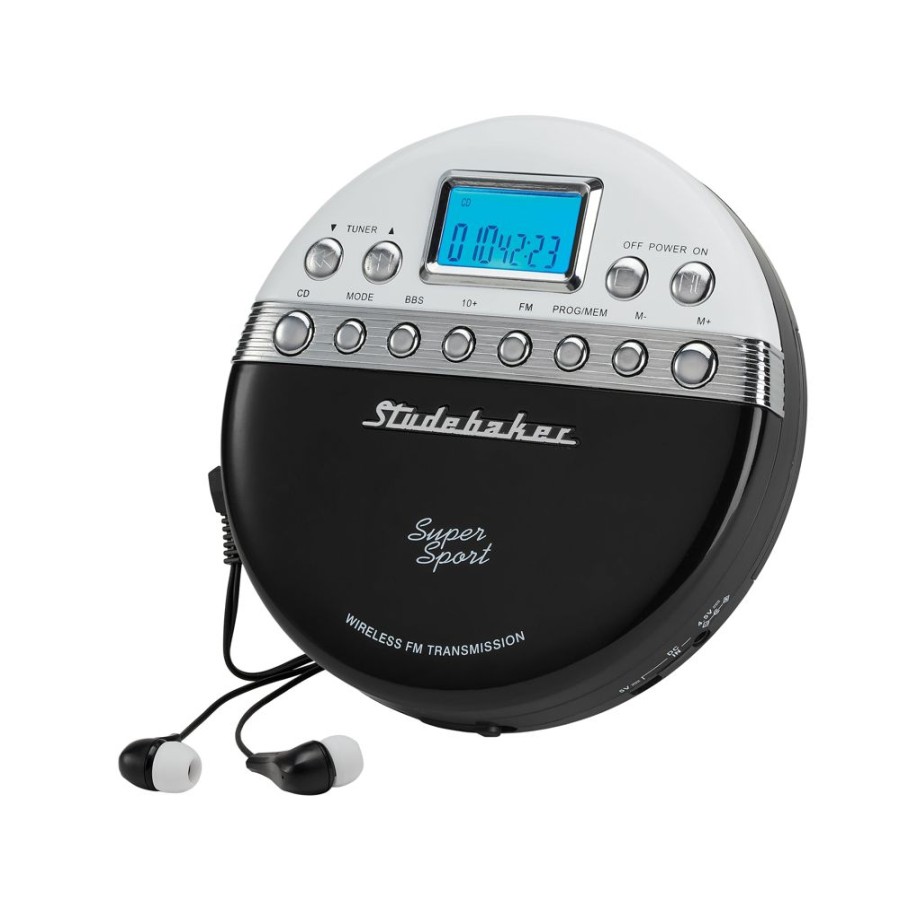 Studebaker Studebaker Super Sport Portable Cd Player Plays Cds Wirelessly Through Car Radio Includes Fm Stereo Radio | Cd Players