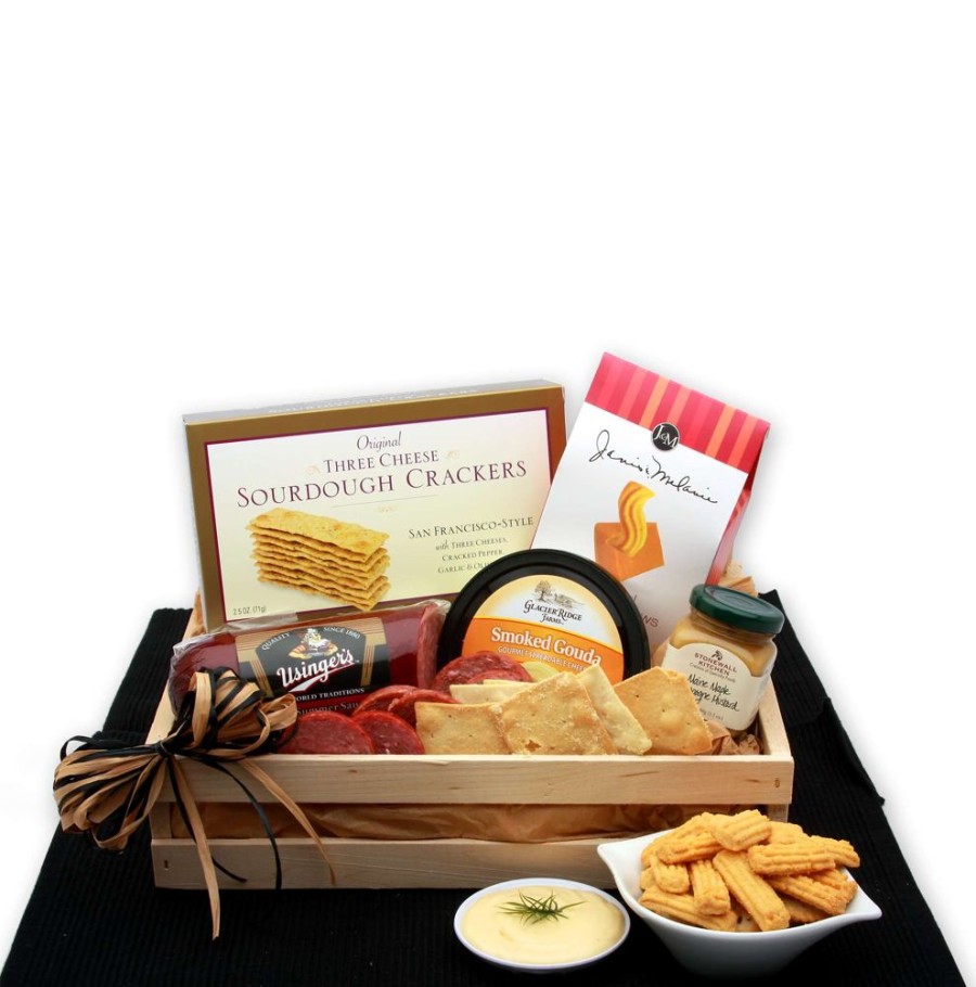 GBDS Snackers Delight Meat & Cheese Gift Crate | Gourmet Gift Baskets