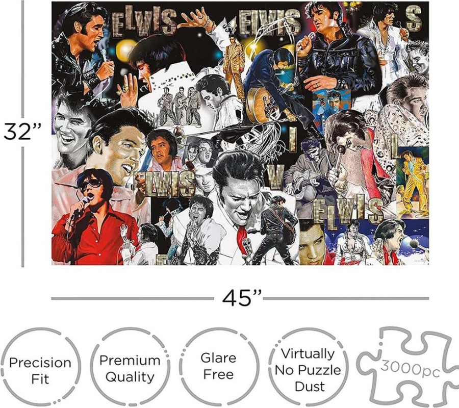 Toynk Elvis Presley Collage 3000 Piece Jigsaw Puzzle | Retro Toys & Games