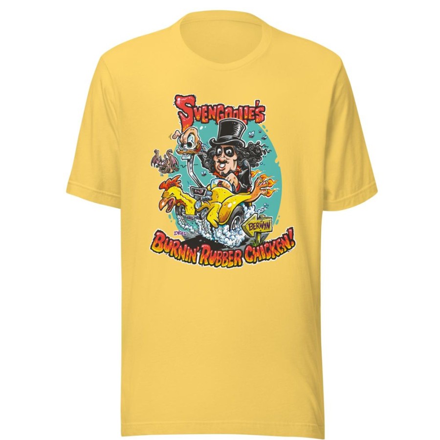 MeTV Custom Products Burnin' Rubber Chicken Svengoolie® T-Shirt By Jim Engel (2022 Series) | 2023 Svengoolie Artist Collection