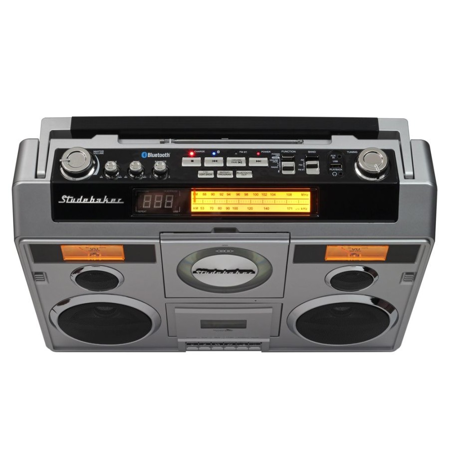 Studebaker Studebaker Sound Station Portable Stereo Boombox With Bluetooth/Cd/Am-Fm Radio/Cassette Recorder | Cassette Tape Players