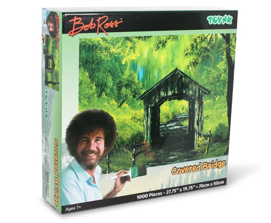 Toynk Bob Ross Covered Bridge Nature Puzzle | 1000 Piece Jigsaw Puzzle | Retro Toys & Games