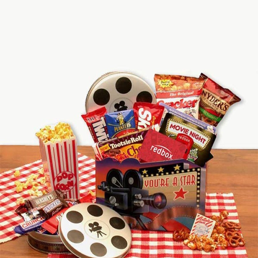 GBDS You'Re A Superstar Movie Gift Box With Redbox Gift Card | Movie Night Gift Baskets