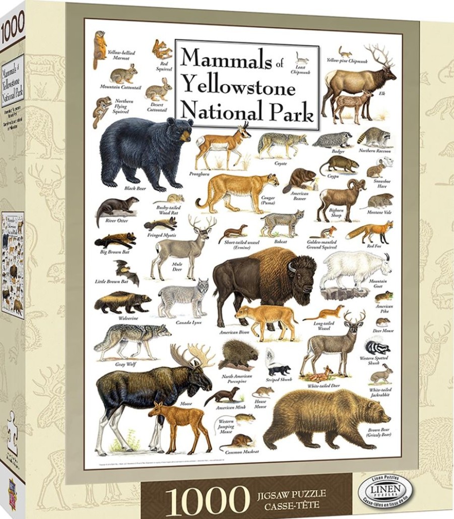 Toynk Mammals Of Yellowstone National Park 1000 Piece Linen Jigsaw Puzzle | Retro Toys & Games