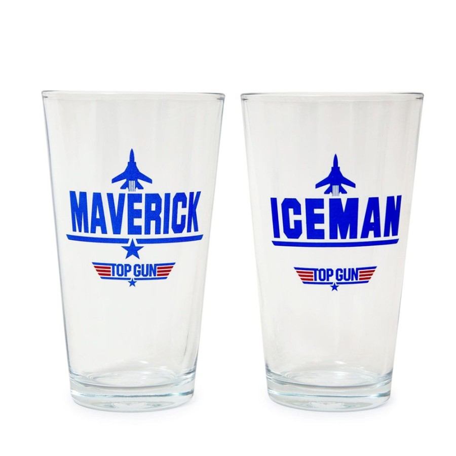 Toynk Top Gun Maverick And Iceman 20-Ounce Pint Glasses | Set Of 2 | Drinkware