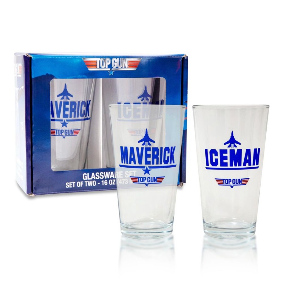 Toynk Top Gun Maverick And Iceman 20-Ounce Pint Glasses | Set Of 2 | Drinkware