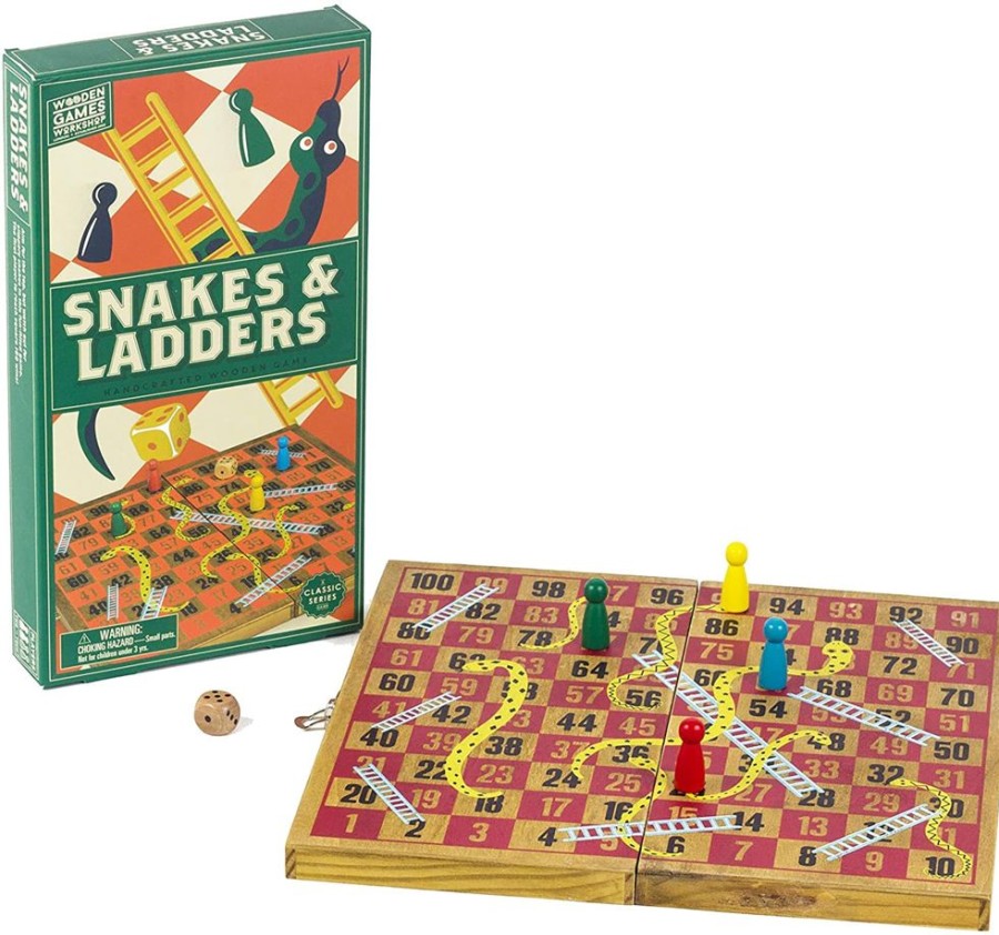 Toynk Snakes And Ladders | Classic Wooden Family Board Game | Retro Toys & Games