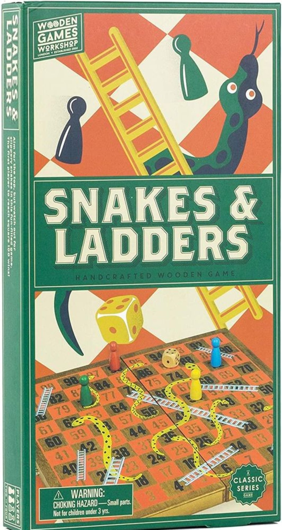 Toynk Snakes And Ladders | Classic Wooden Family Board Game | Retro Toys & Games