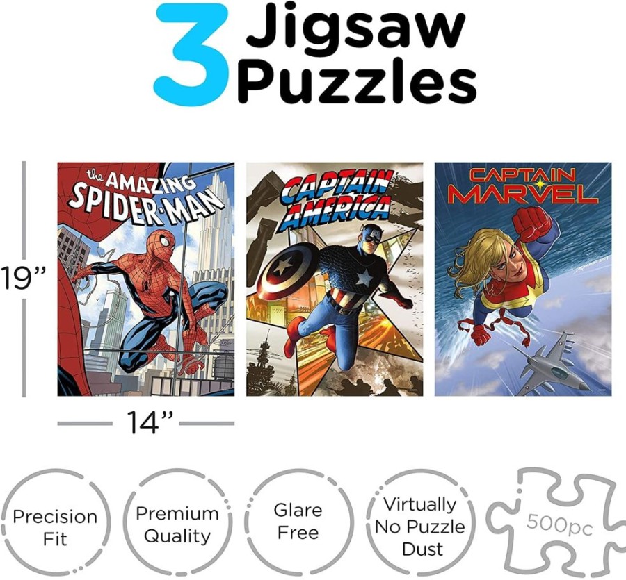 Toynk Marvel 500 Piece Jigsaw Puzzles | Set Of 3 | Puzzles