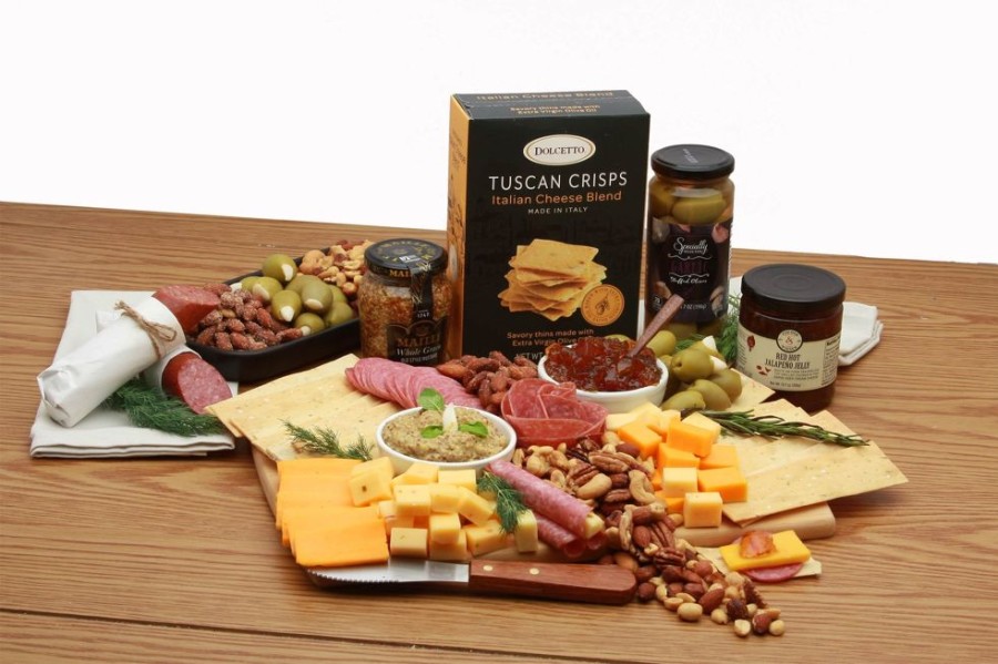 GBDS Classic Gourmet Cheese And Snacks Charcuterie Board | Gourmet Gift Baskets