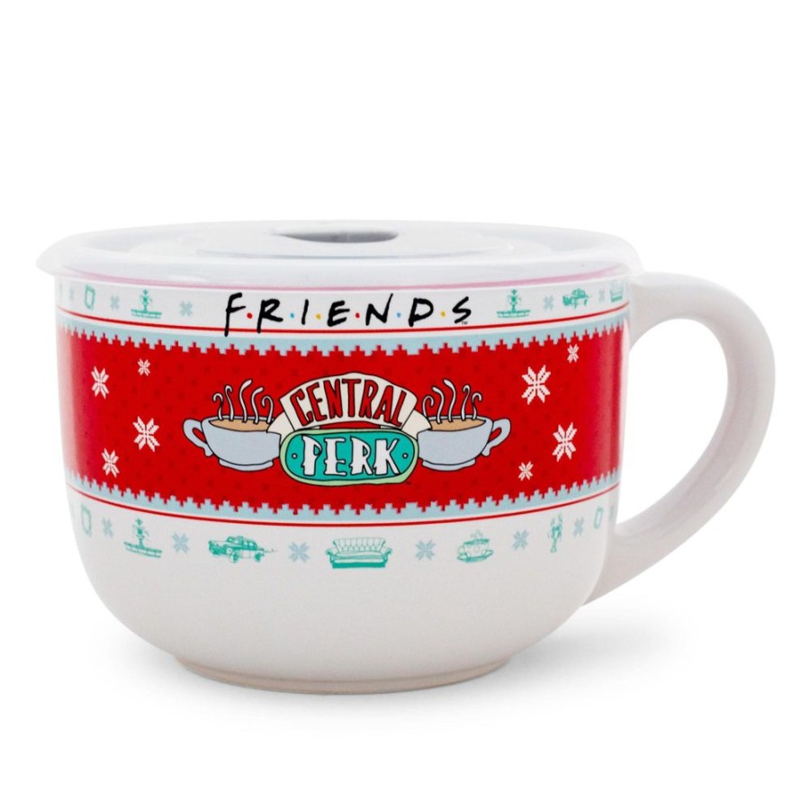 Toynk Friends Central Perk Holiday Sweater Soup Mug With Vented Lid | Holds 24 Ounces | Drinkware