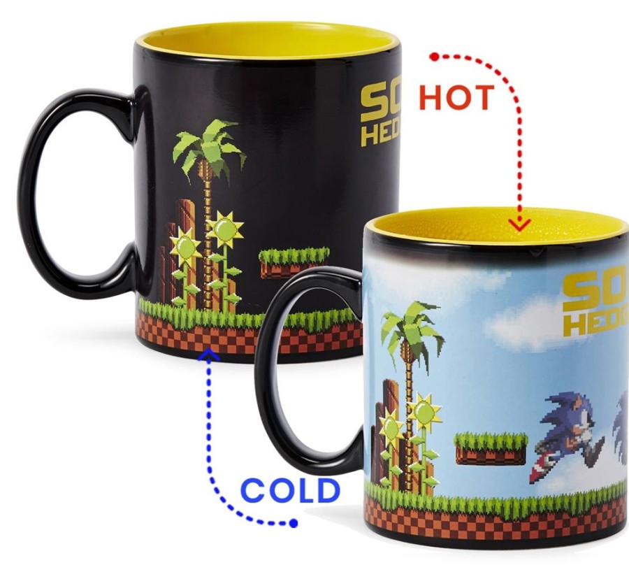 Toynk Sonic The Hedgehog Heat Changing 16-Bit Ceramic Coffee Mug | Holds 16 Ounces | Drinkware