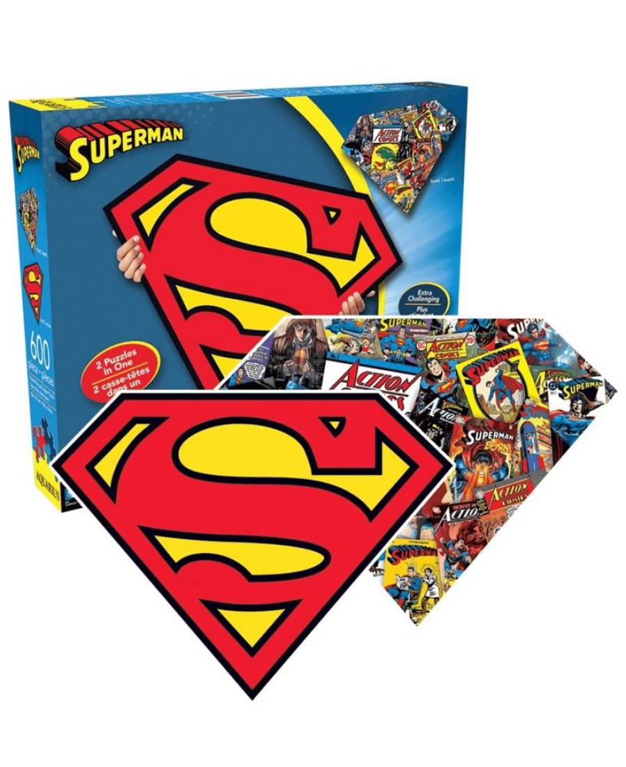 Toynk Dc Comics Superman Logo 600 Piece Shaped 2 Sided Jigsaw Puzzle | Puzzles