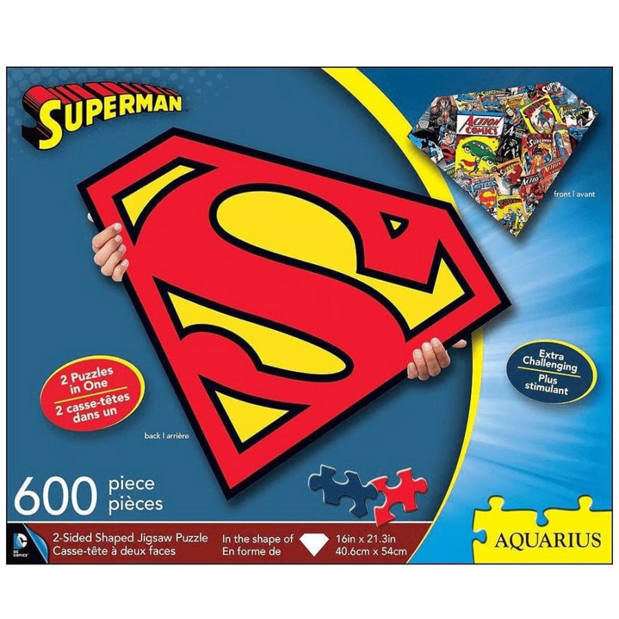 Toynk Dc Comics Superman Logo 600 Piece Shaped 2 Sided Jigsaw Puzzle | Puzzles