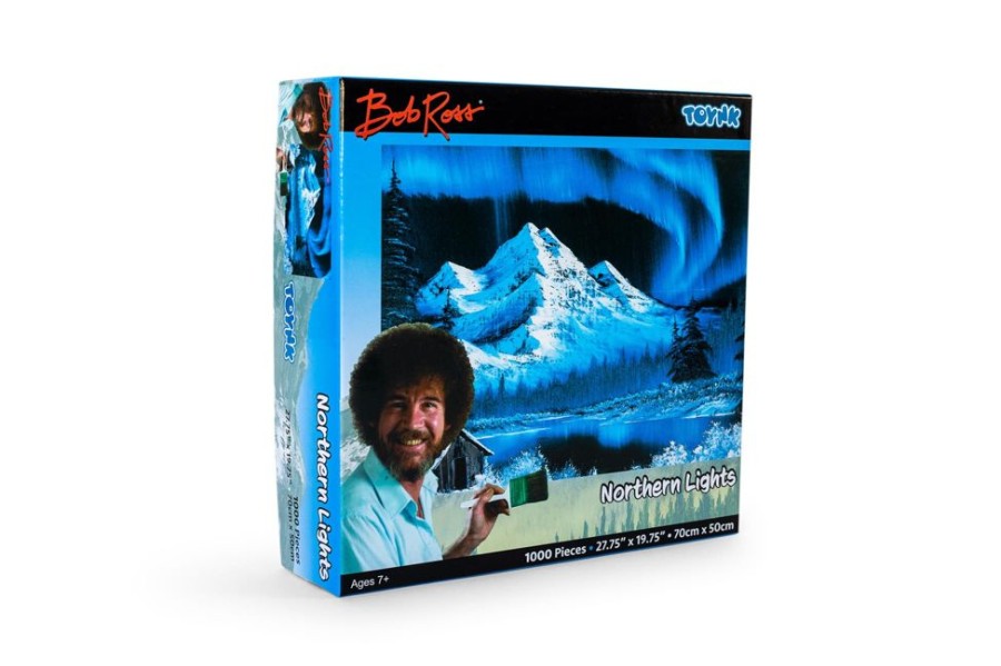 Toynk Bob Ross Northern Lights Aurora Borealis Puzzle | 1000 Piece Jigsaw Puzzle | Retro Toys & Games