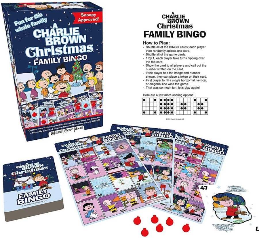 Toynk Peanuts A Charlie Brown Christmas Family Bingo Game | Retro Toys & Games