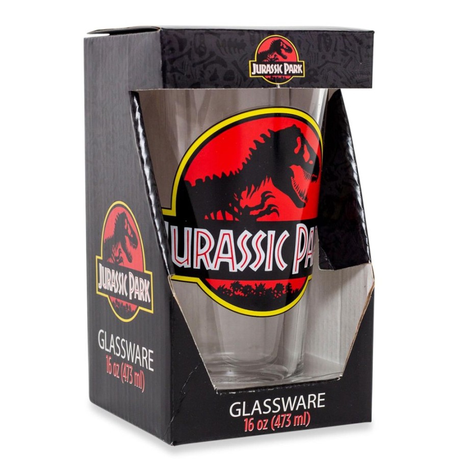 Toynk Jurassic Park Logo Pint Glass | Holds 16 Ounces | Drinkware