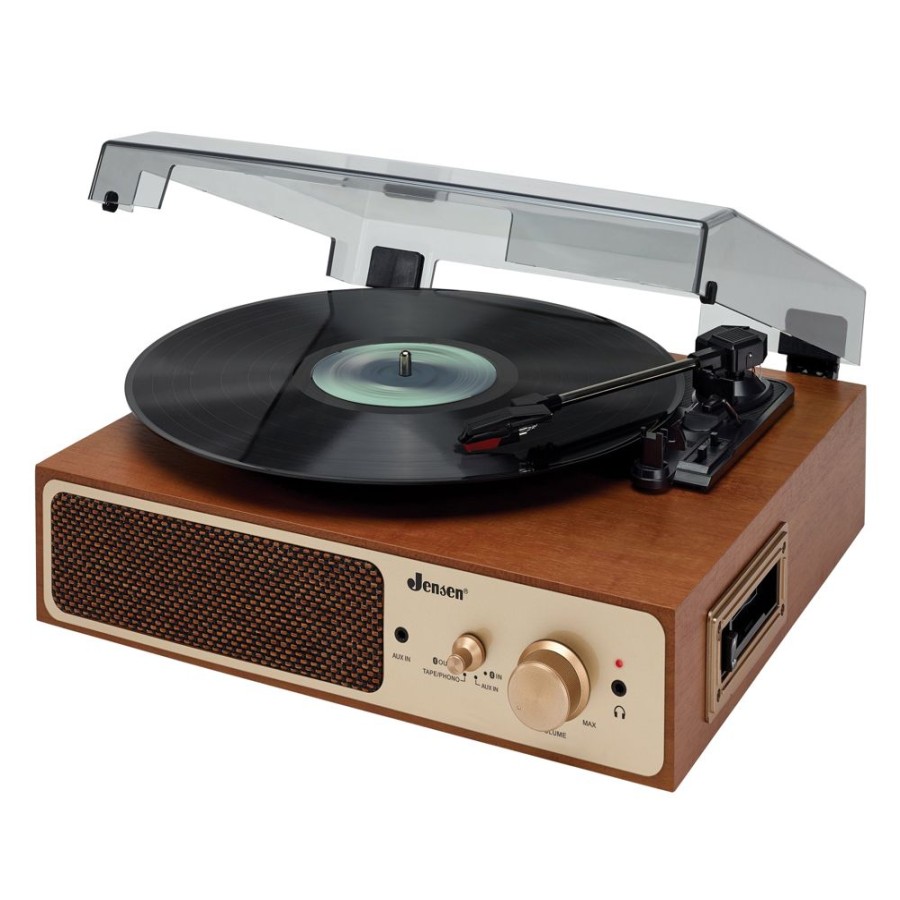 Jensen Jensen 3-Speed Stereo Turntable With Stereo Speakers And Dual Bluetooth Transmit/Receive | Cassette Tape Players