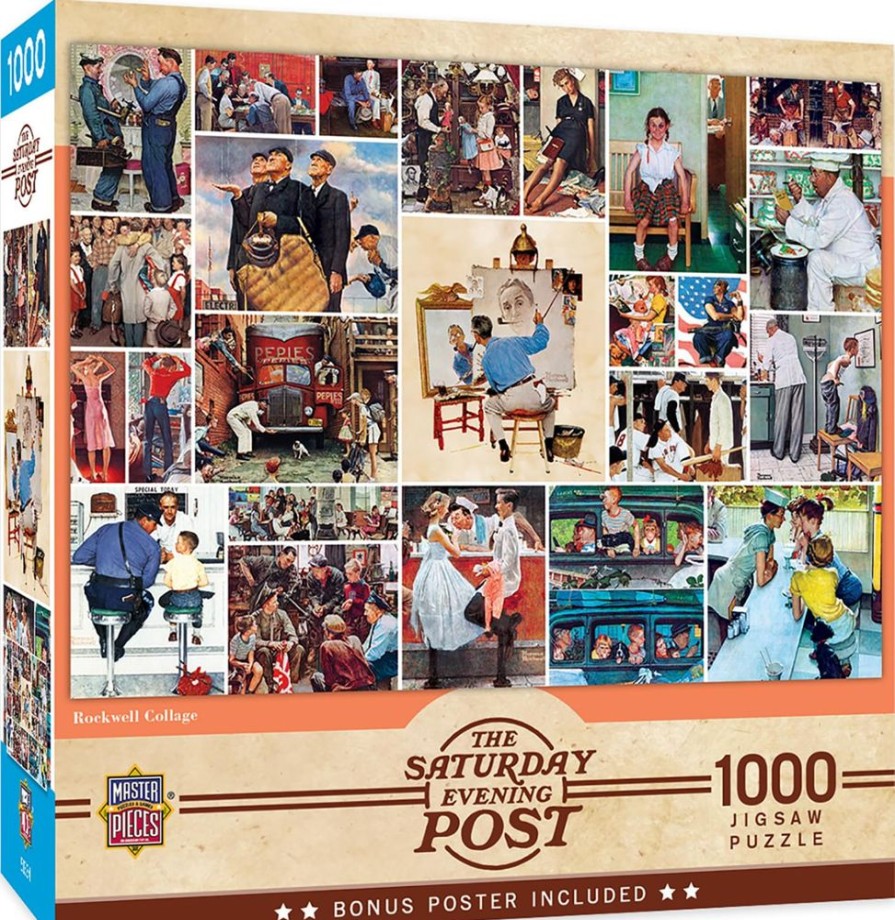 Toynk Saturday Evening Post Rockwell Collage 1000 Piece Jigsaw Puzzle | Retro Toys & Games